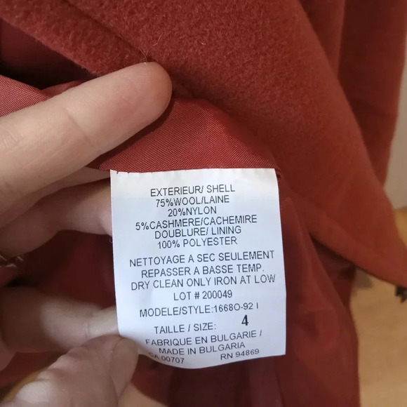 Tribal Wool Blend Burnt Orange Zip Up Shacket Size 4/Medium Wool/Cashmere Blend - Picture 5 of 8